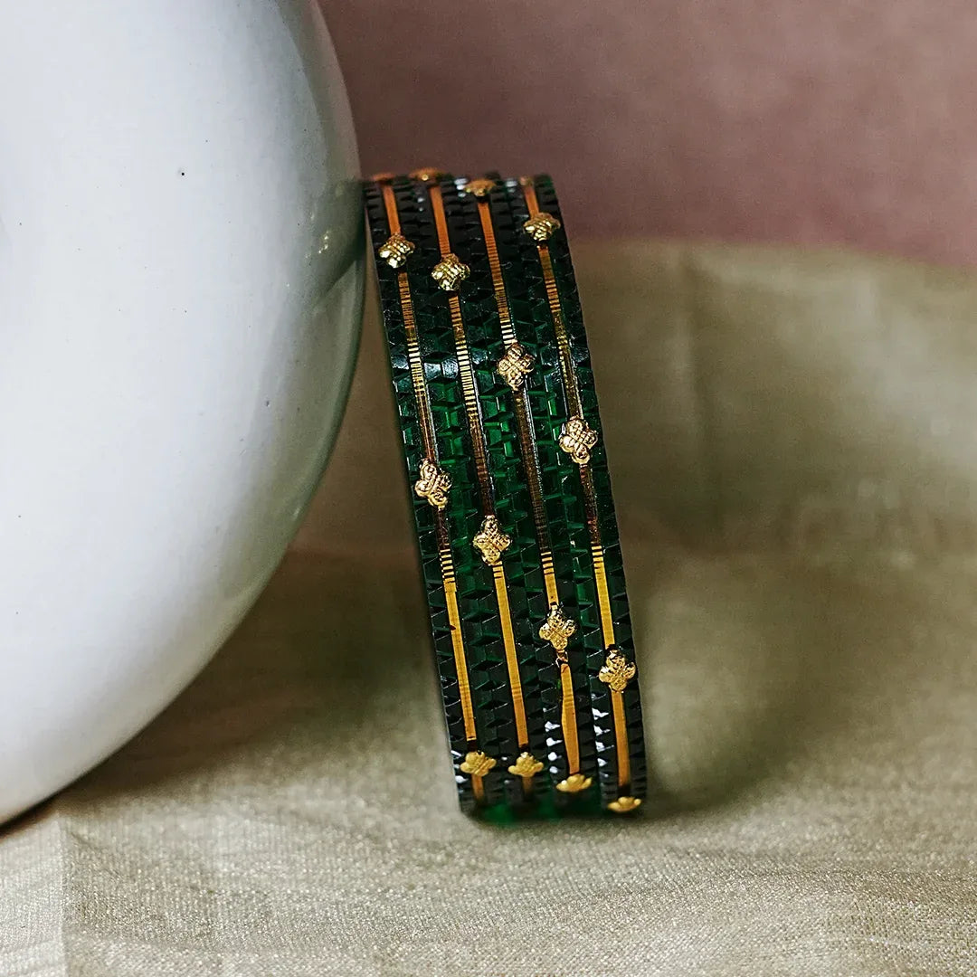 Premium Lightweight Acrylic Kada Bangles for Women (Pack of 4) - The Golden Cascade